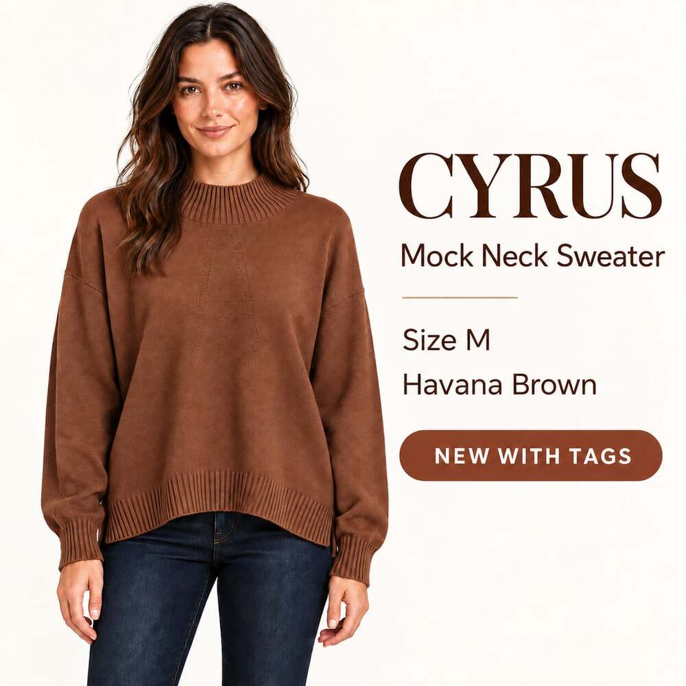 Cyrus Mock Neck Sweater Size M Havana Brown New With Tags